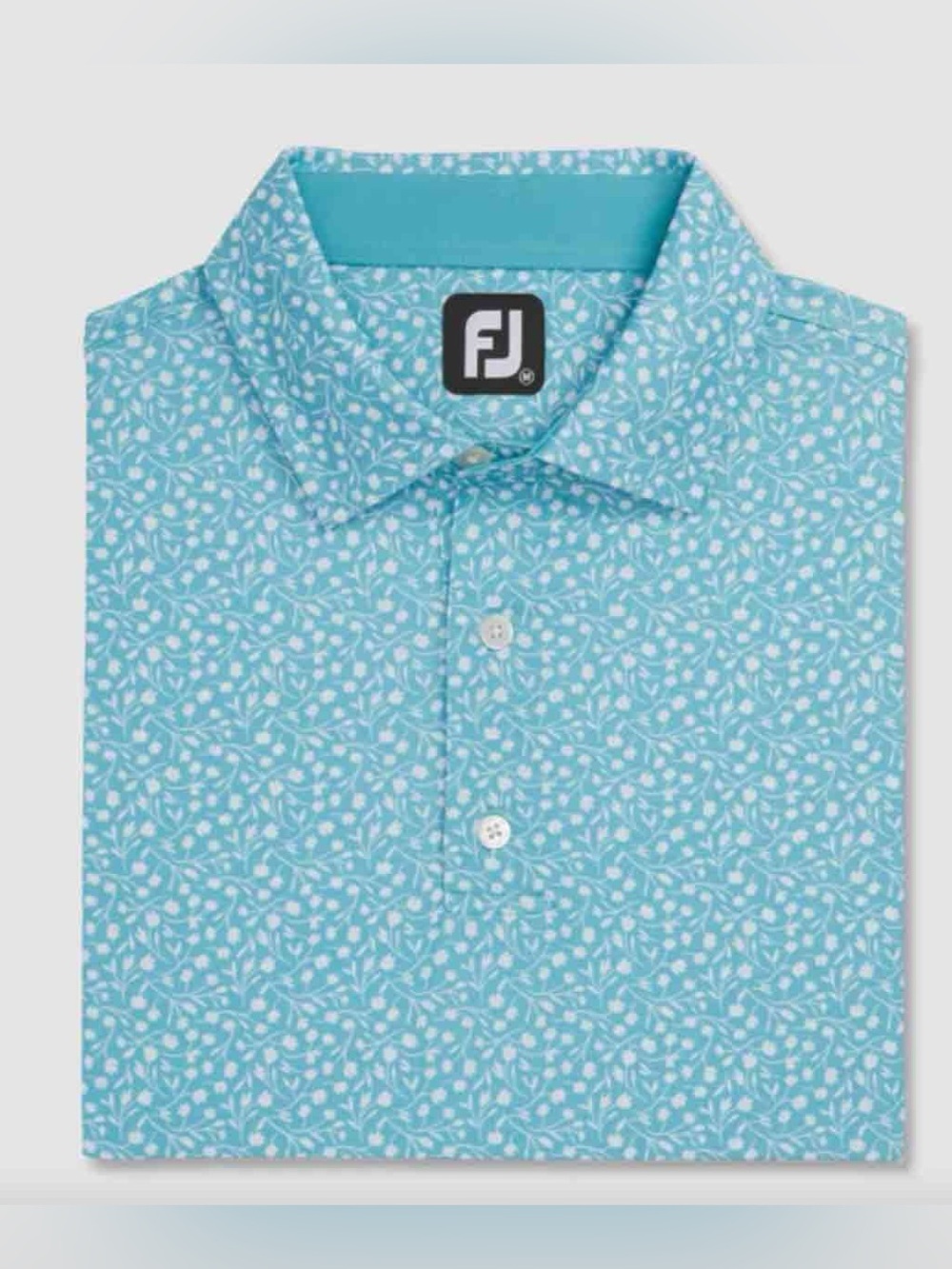FootJoy Lisle Tossed Tulips Self Collar | XLarge | Baby Blue